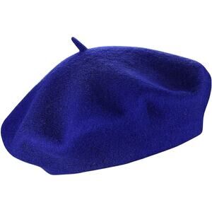 Vibrant Royal Blue Wool Beret for Women and Teens - Stylish Fashion Accessory